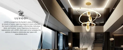 Modern gold circular led rings chandelier dining room acrylic accents