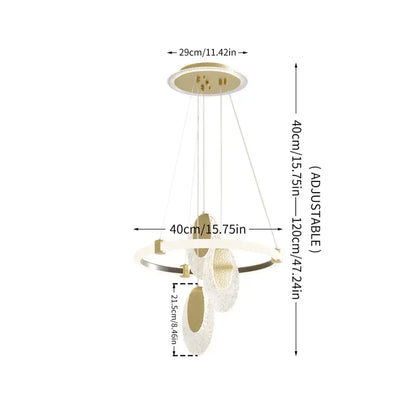 Modern gold circular led rings chandelier dining room acrylic accents