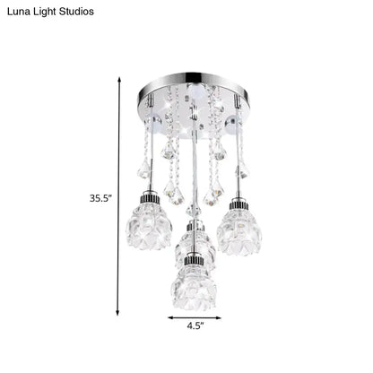 Modern chrome crystal shade pendant light – living room 110v-120v