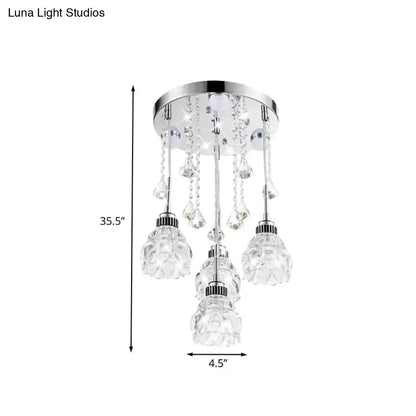 Modern chrome crystal shade pendant light – living room 110v-120v
