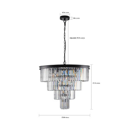 Modern 4 tier black crystal chandelier dining room pendant light