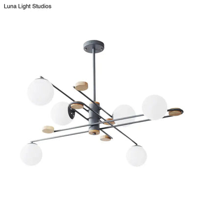 Modern black and grey frosted glass globe chandelier living room light