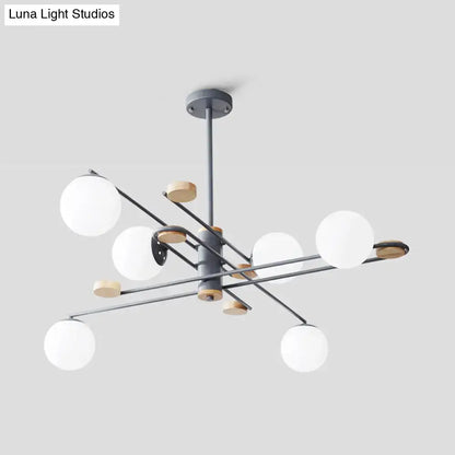 Modern black and grey frosted glass globe chandelier living room light