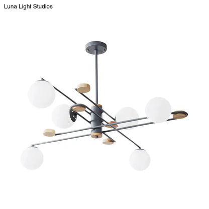 Modern black and grey frosted glass globe chandelier living room light