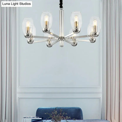 Modern chrome clear glass candle chandelier dining room pendant light