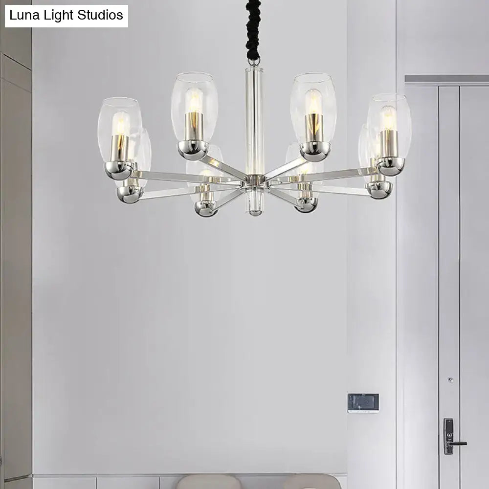 Modern chrome clear glass candle chandelier dining room pendant light