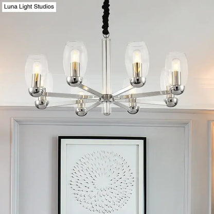 Modern chrome clear glass candle chandelier dining room pendant light