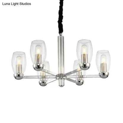Modern chrome clear glass candle chandelier dining room pendant light