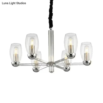 Modern chrome clear glass candle chandelier dining room pendant light