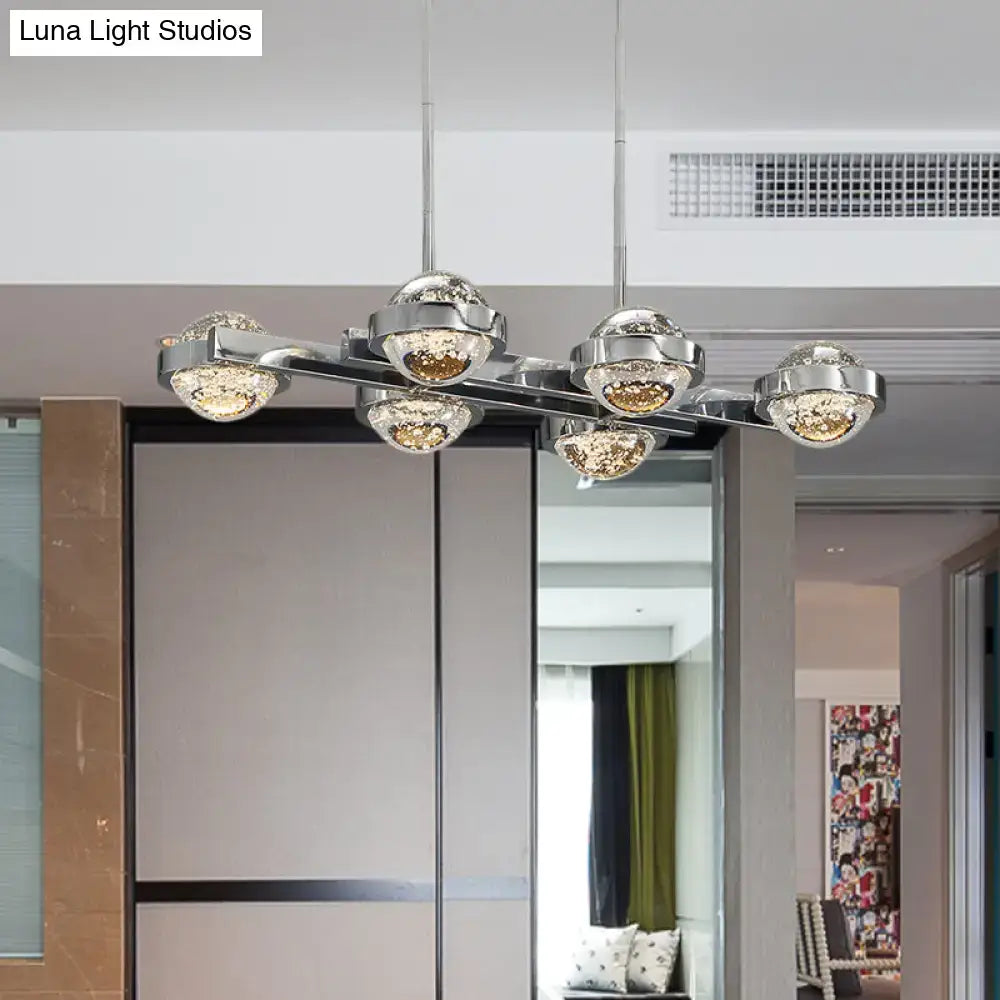 Modern chrome & gold led island lamp for dining room seedy crystal