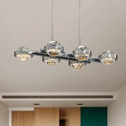 Modern chrome & gold led island lamp for dining room seedy crystal