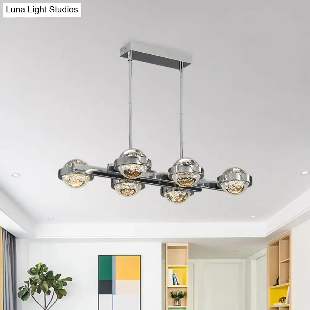 Modern chrome & gold led island lamp for dining room seedy crystal