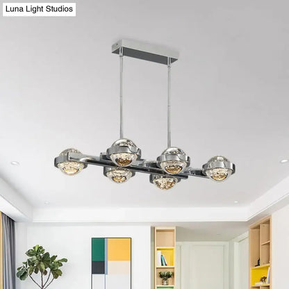 Modern chrome & gold led island lamp for dining room seedy crystal