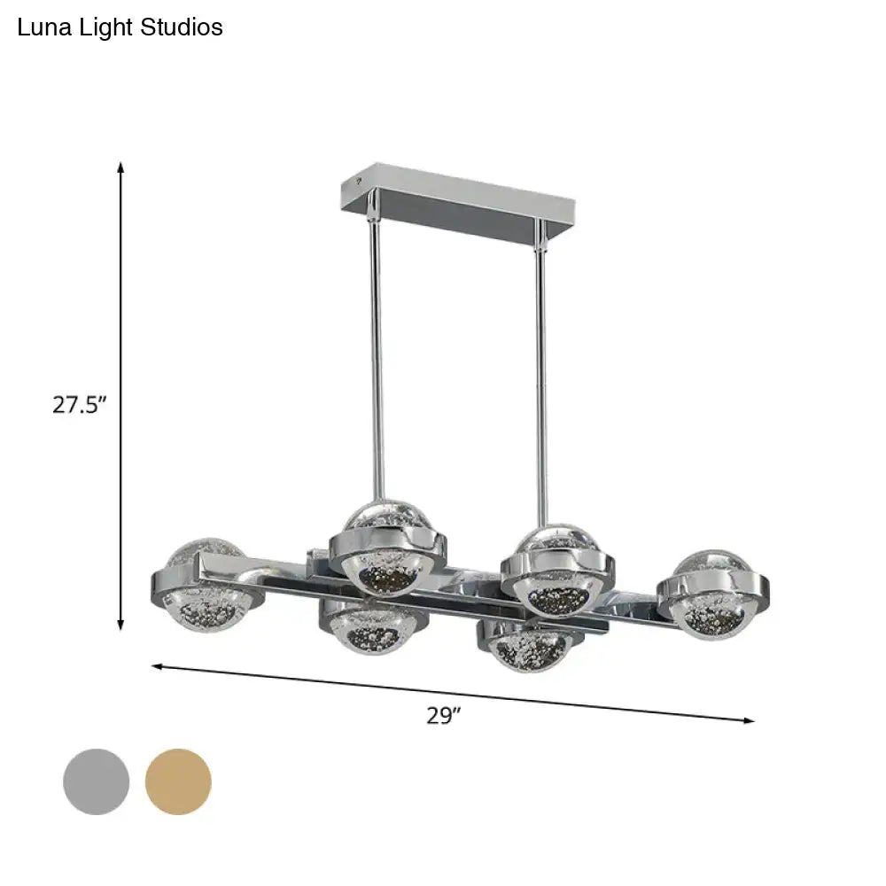 Modern chrome & gold led island lamp for dining room seedy crystal