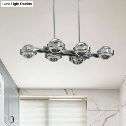 Modern chrome & gold led island lamp for dining room seedy crystal