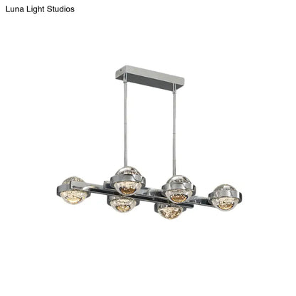 Modern chrome & gold led island lamp for dining room seedy crystal
