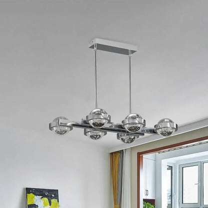 Modern chrome & gold led island lamp for dining room seedy crystal