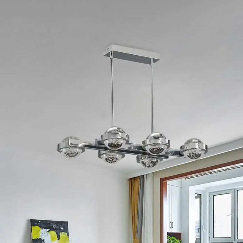 Modern chrome & gold led island lamp for dining room seedy crystal