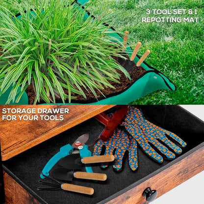 Modern rustic wood and black metal indoor plant stand living room