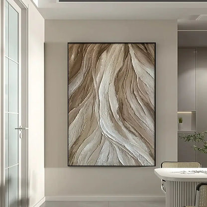 Modern beige & white abstract 3d wall art aesthetic room decoration