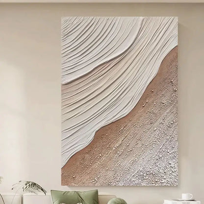 Modern beige & white abstract 3d wall art aesthetic room decoration