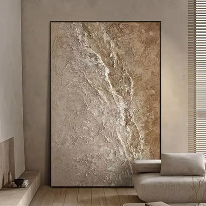 Modern beige & white abstract 3d wall art aesthetic room decoration