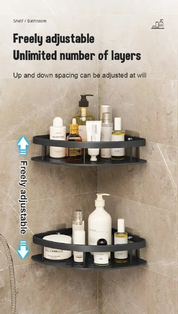 Modern black & gold space aluminum corner caddy bathroom shelf
