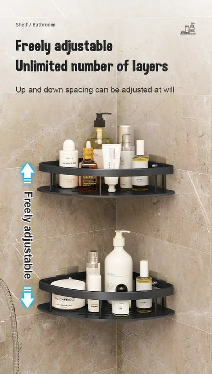 Modern black & gold space aluminum corner caddy bathroom shelf