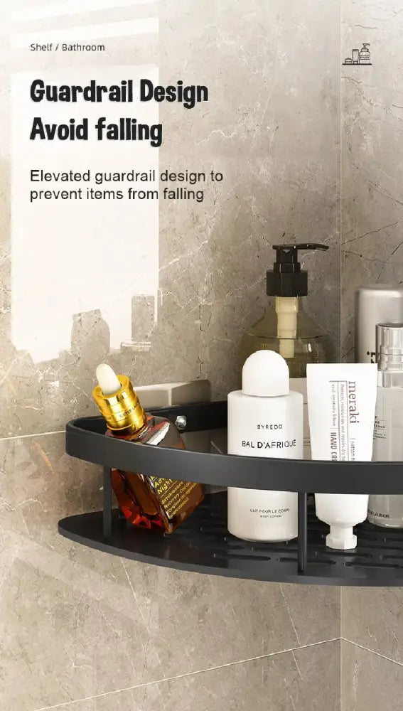 Modern black & gold space aluminum corner caddy bathroom shelf
