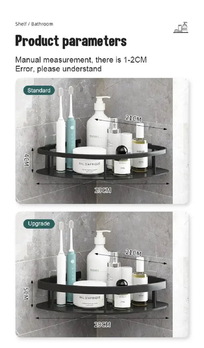 Modern black & gold space aluminum corner caddy bathroom shelf