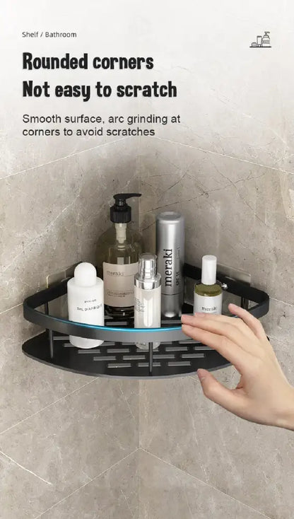 Modern black & gold space aluminum corner caddy bathroom shelf