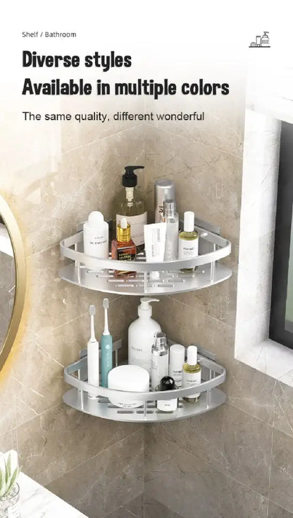 Modern black & gold space aluminum corner caddy bathroom shelf