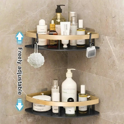 Modern black & gold space aluminum corner caddy bathroom shelf