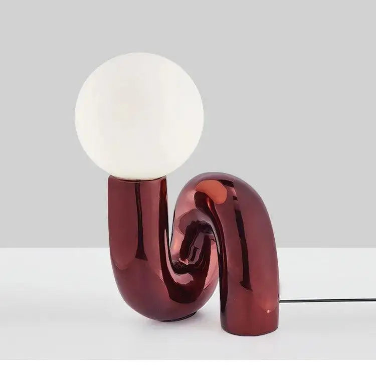 Modern burgundy ceramic art table lamp bedroom glow sphere