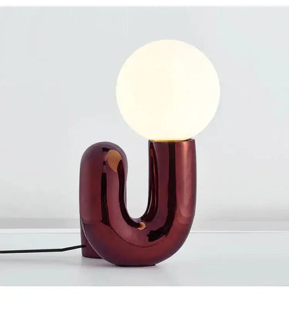 Modern burgundy ceramic art table lamp bedroom glow sphere