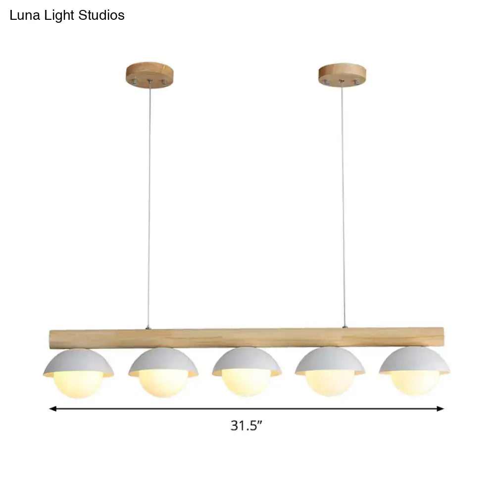 Modern wood led island lighting dining room white 5 light pendant