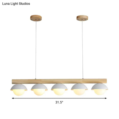 Modern wood led island lighting dining room white 5 light pendant