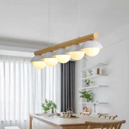 Modern wood led island lighting dining room white 5 light pendant