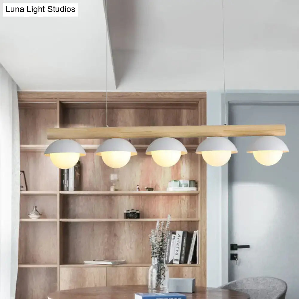 Modern wood led island lighting dining room white 5 light pendant