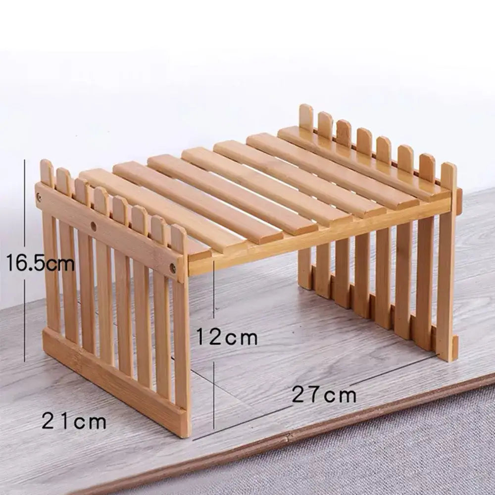 Modern natural bamboo 2-tier plant display stand living room rack