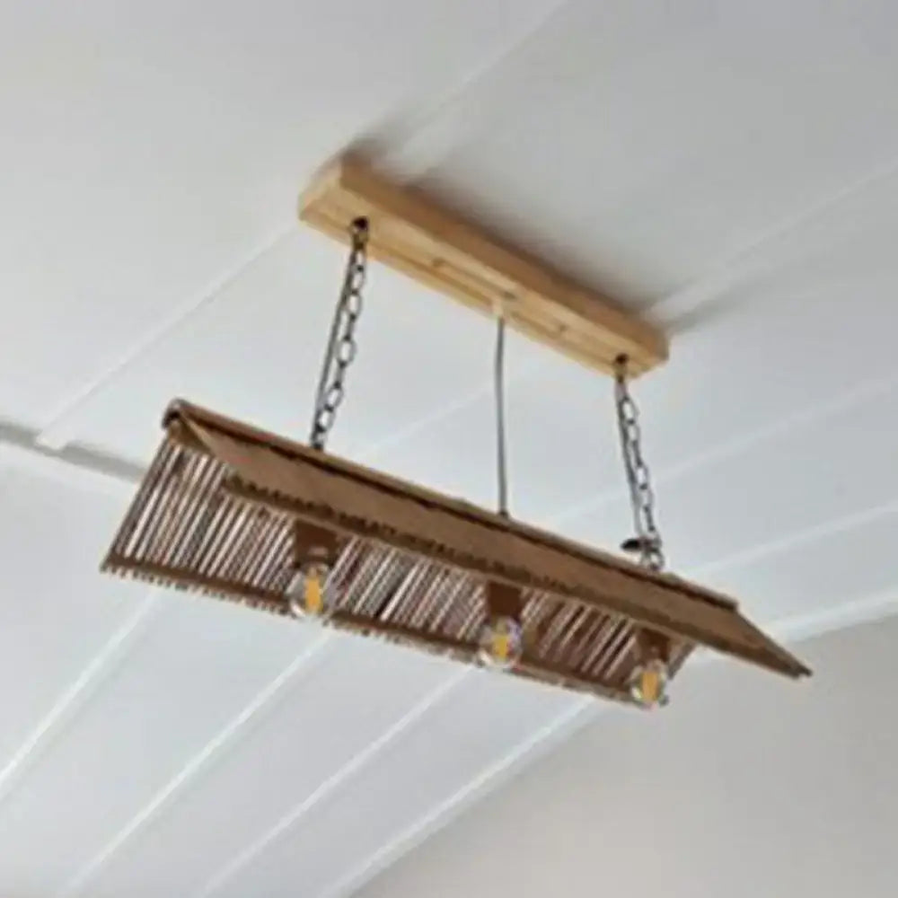 Modern triangle roof bamboo pendant light fixture kitchen island
