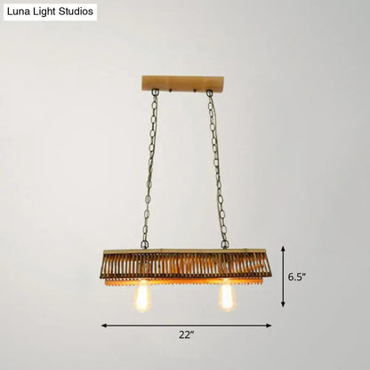 Modern triangle roof bamboo pendant light fixture kitchen island
