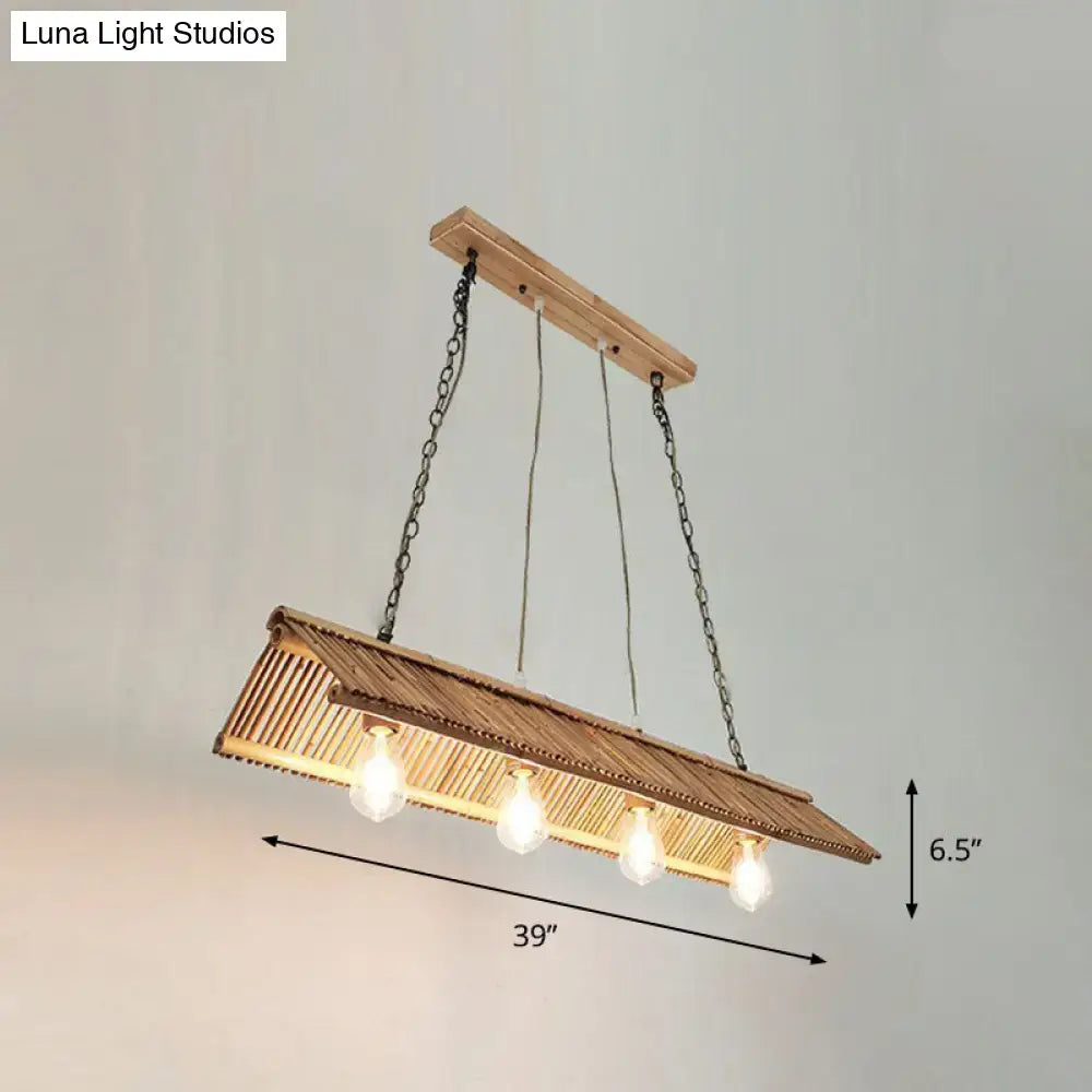Modern triangle roof bamboo pendant light fixture kitchen island