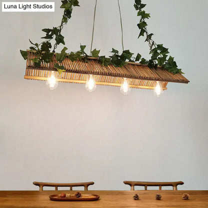Modern triangle roof bamboo pendant light fixture kitchen island