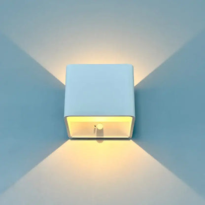 Modern black square battery operated wall sconce bedroom light