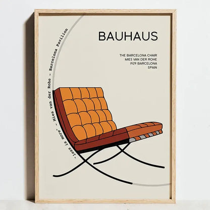 Modern bauhaus exhibition posters orange & black living room art