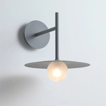 Modern matte black disc bedside wall light bedroom sconce