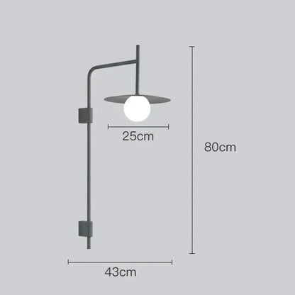 Modern matte black disc bedside wall light bedroom sconce