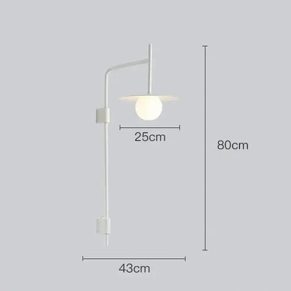 Modern matte black disc bedside wall light bedroom sconce