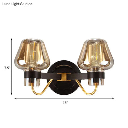 Modern black and gold amber glass mushroom sconce light living room